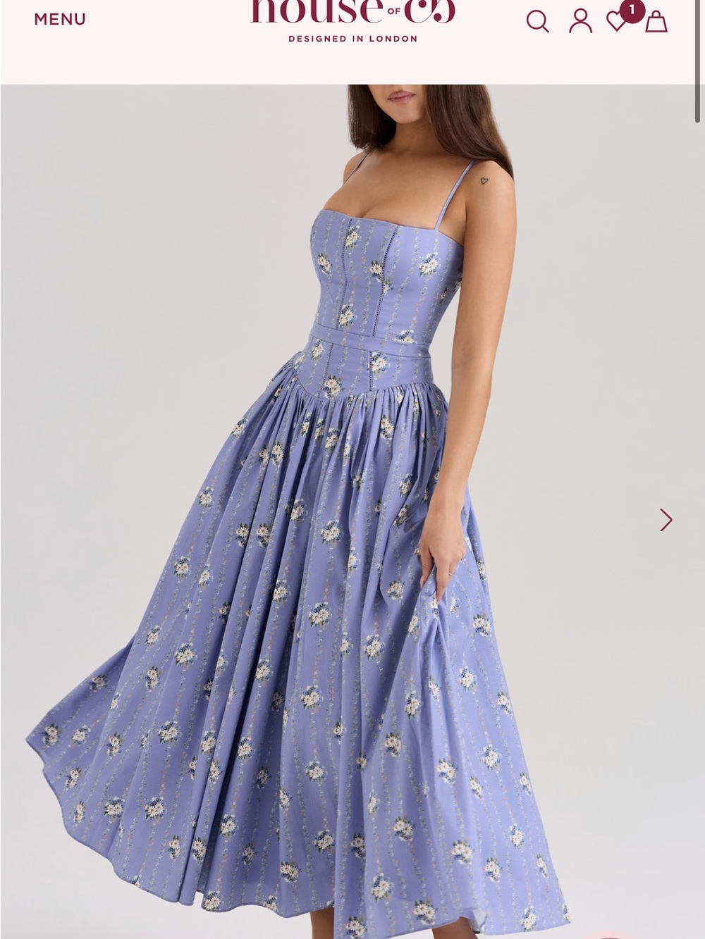 House of CB blue daisy Ysabella dress Large+ - Picture 2 of 2